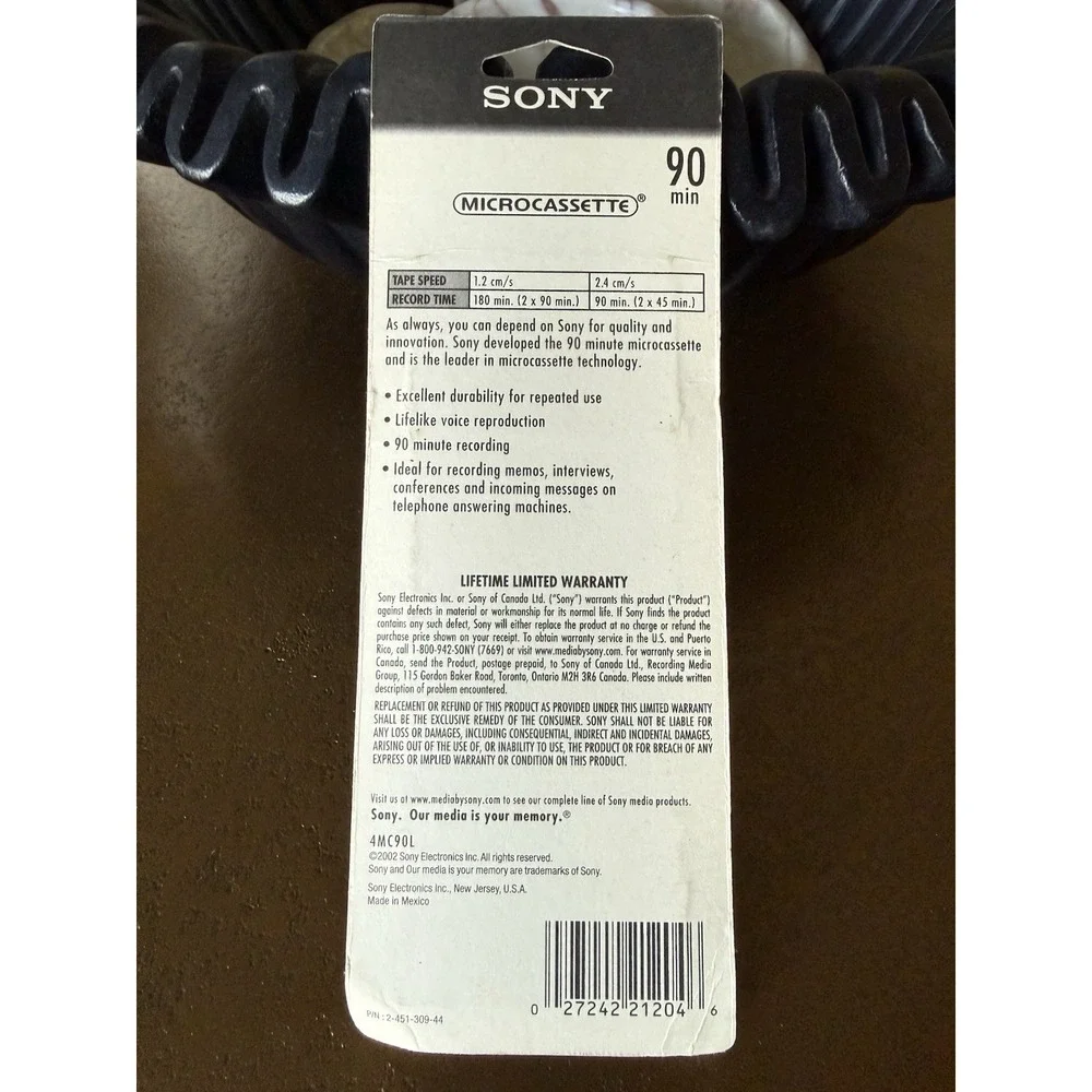 4-Pack NOS Sony MC-90 Microcassettes 90 Min Copyright 2002